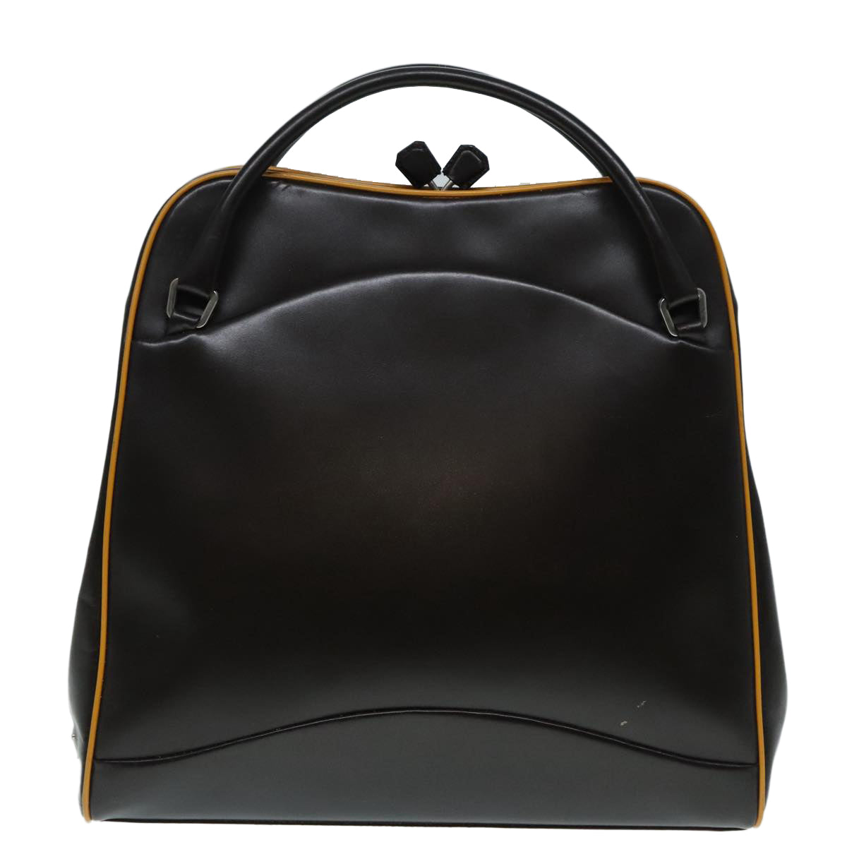 Luxury Prada Hand Bag Leather Brown Silver  92452