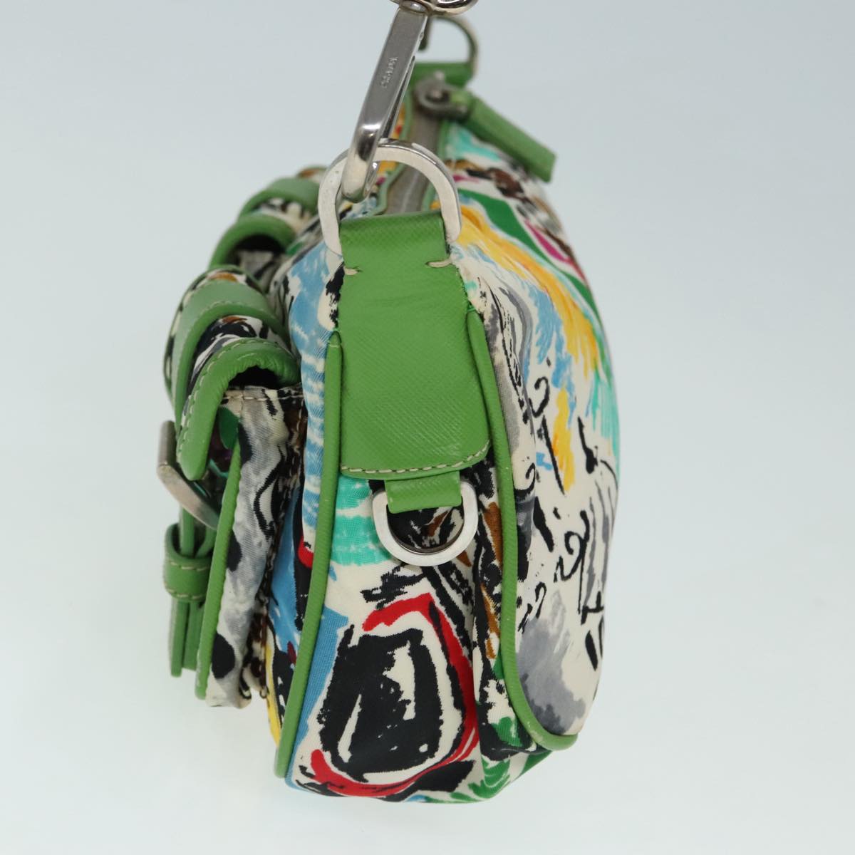 Luxury Prada Shoulder Bag Nylon Green Silver  92462