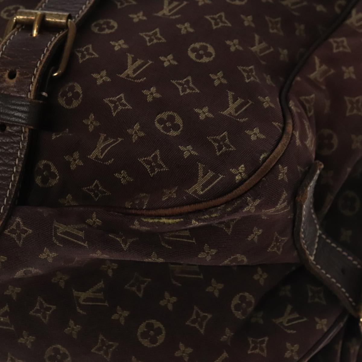 LOUIS VUITTON Monogram Mini Lin Saumur XL Shoulder Bag Ebene M95220 92467