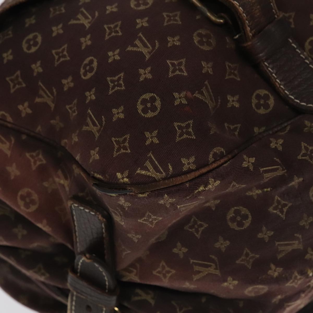 LOUIS VUITTON Monogram Mini Lin Saumur XL Shoulder Bag Ebene M95220 92467