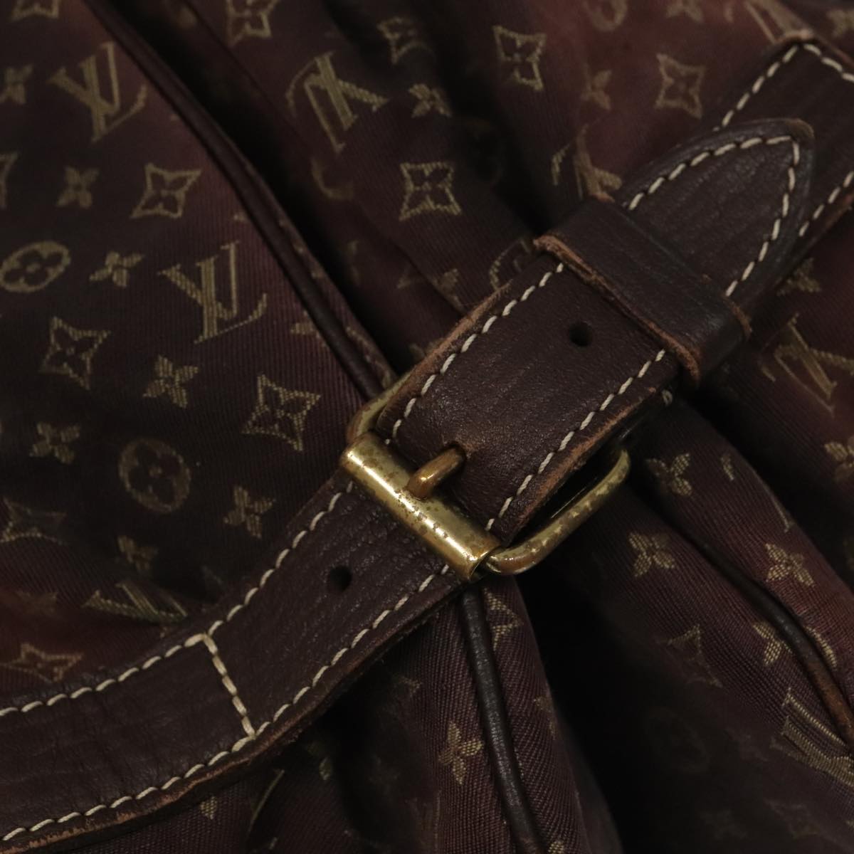 LOUIS VUITTON Monogram Mini Lin Saumur XL Shoulder Bag Ebene M95220 92467
