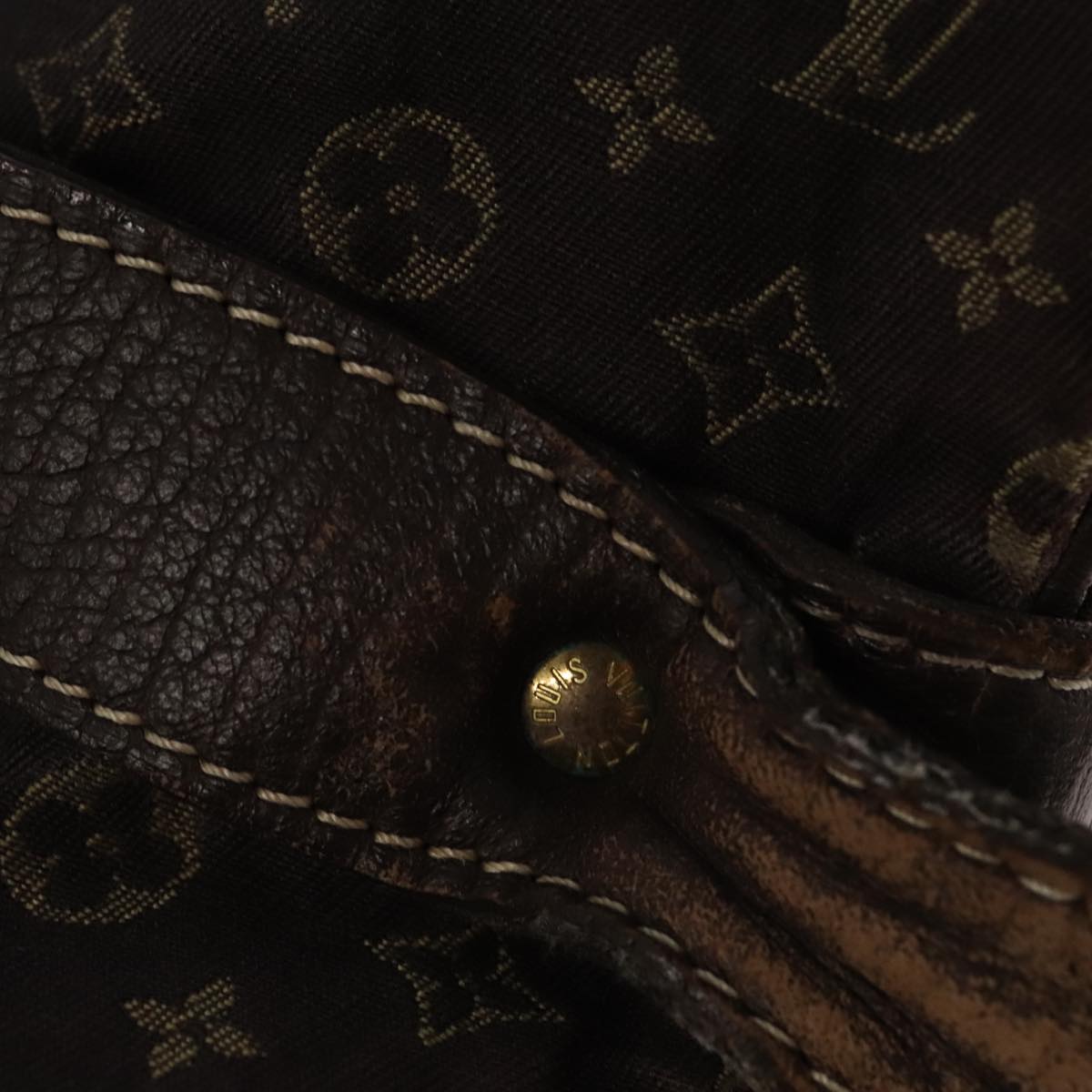 LOUIS VUITTON Monogram Mini Lin Saumur XL Shoulder Bag Ebene M95220 92467