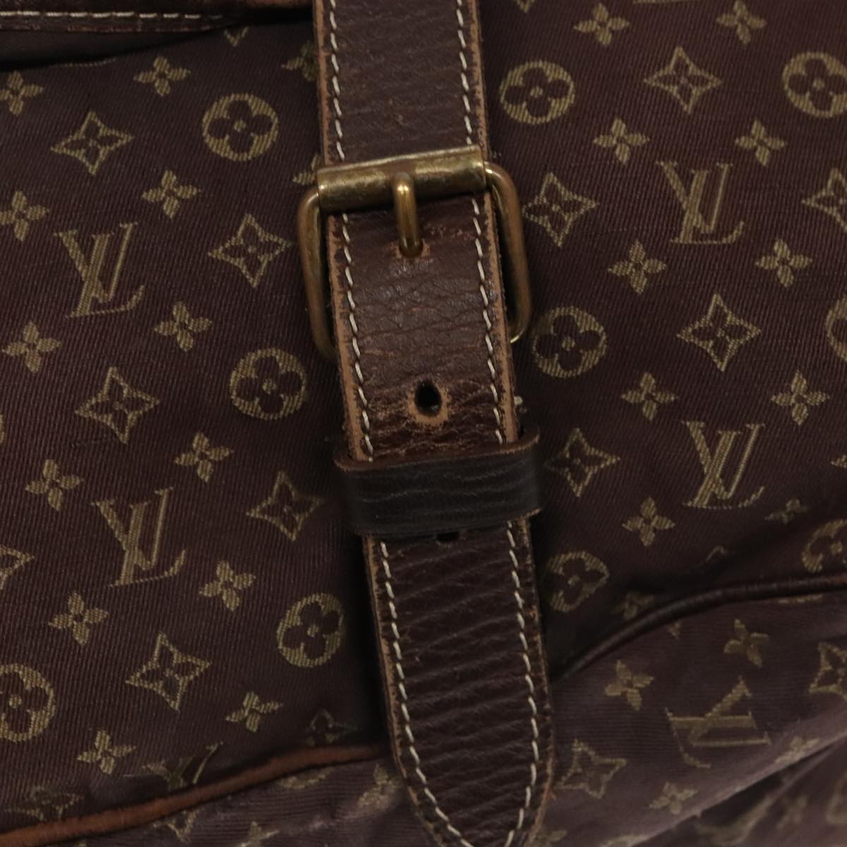 LOUIS VUITTON Monogram Mini Lin Saumur XL Shoulder Bag Ebene M95220 92467