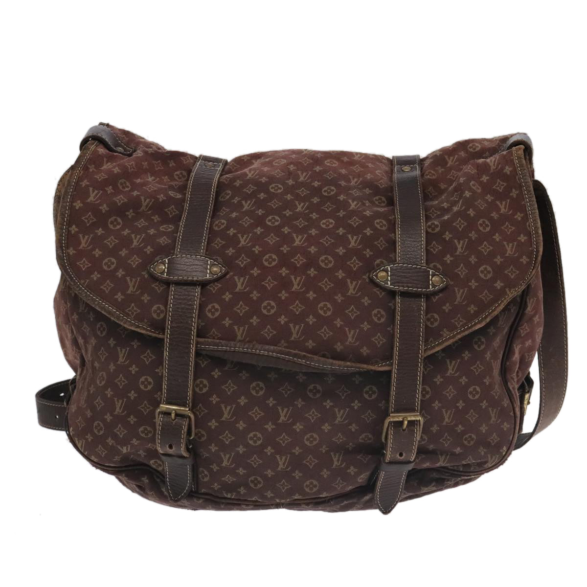 LOUIS VUITTON Monogram Mini Lin Saumur XL Shoulder Bag Ebene M95220 92467