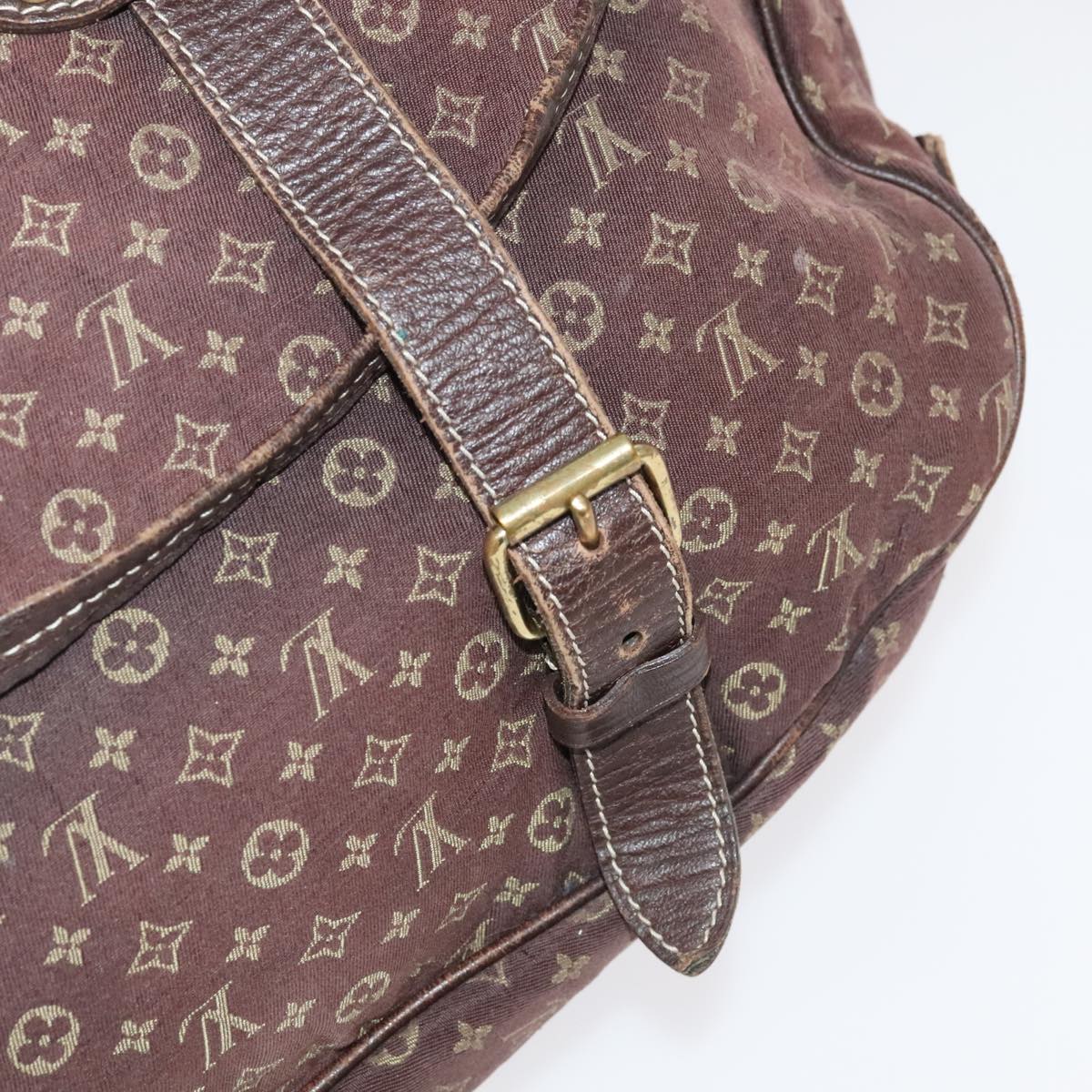 LOUIS VUITTON Monogram Mini Lin Saumur XL Shoulder Bag Ebene M95220 92467