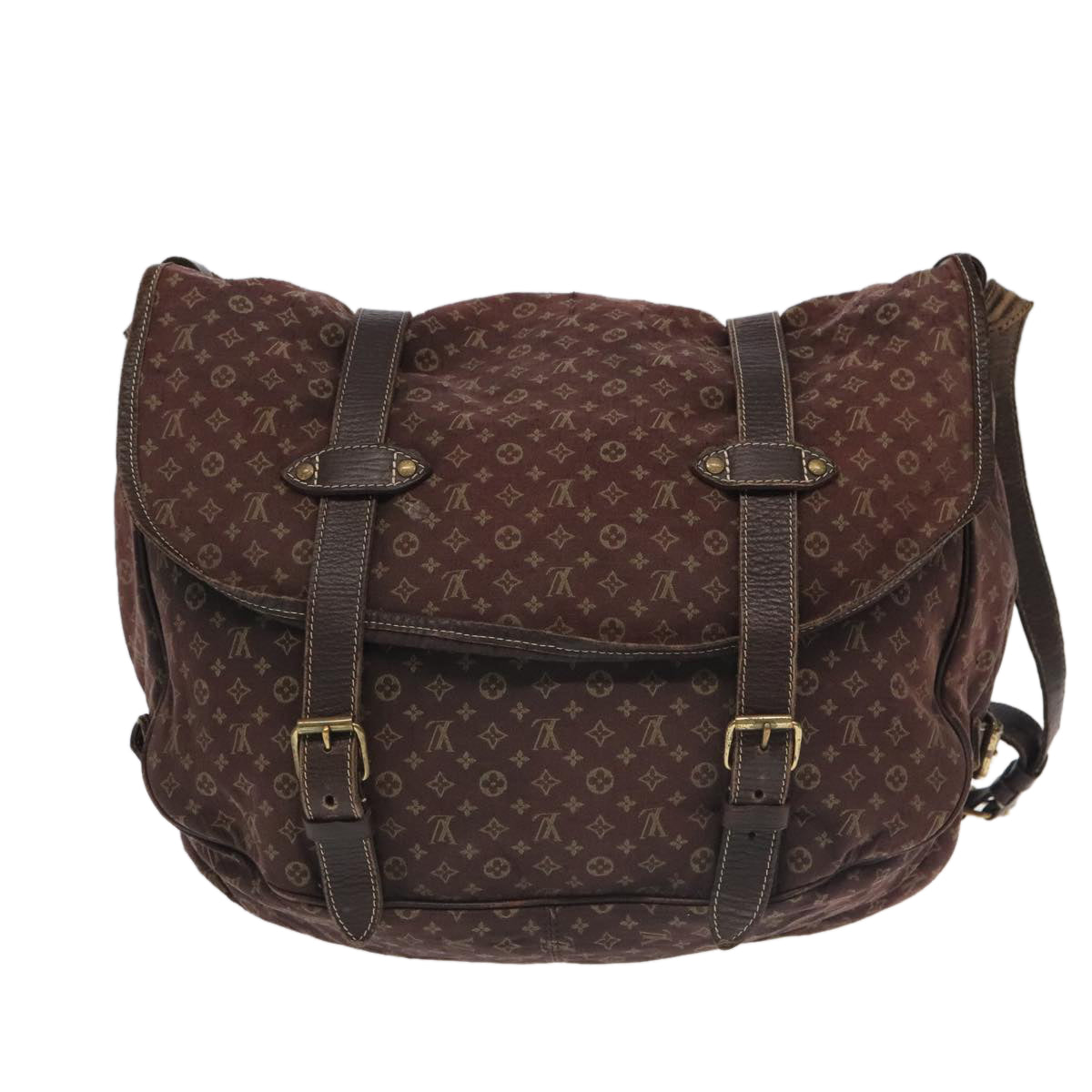LOUIS VUITTON Monogram Mini Lin Saumur XL Shoulder Bag Ebene M95220 92467