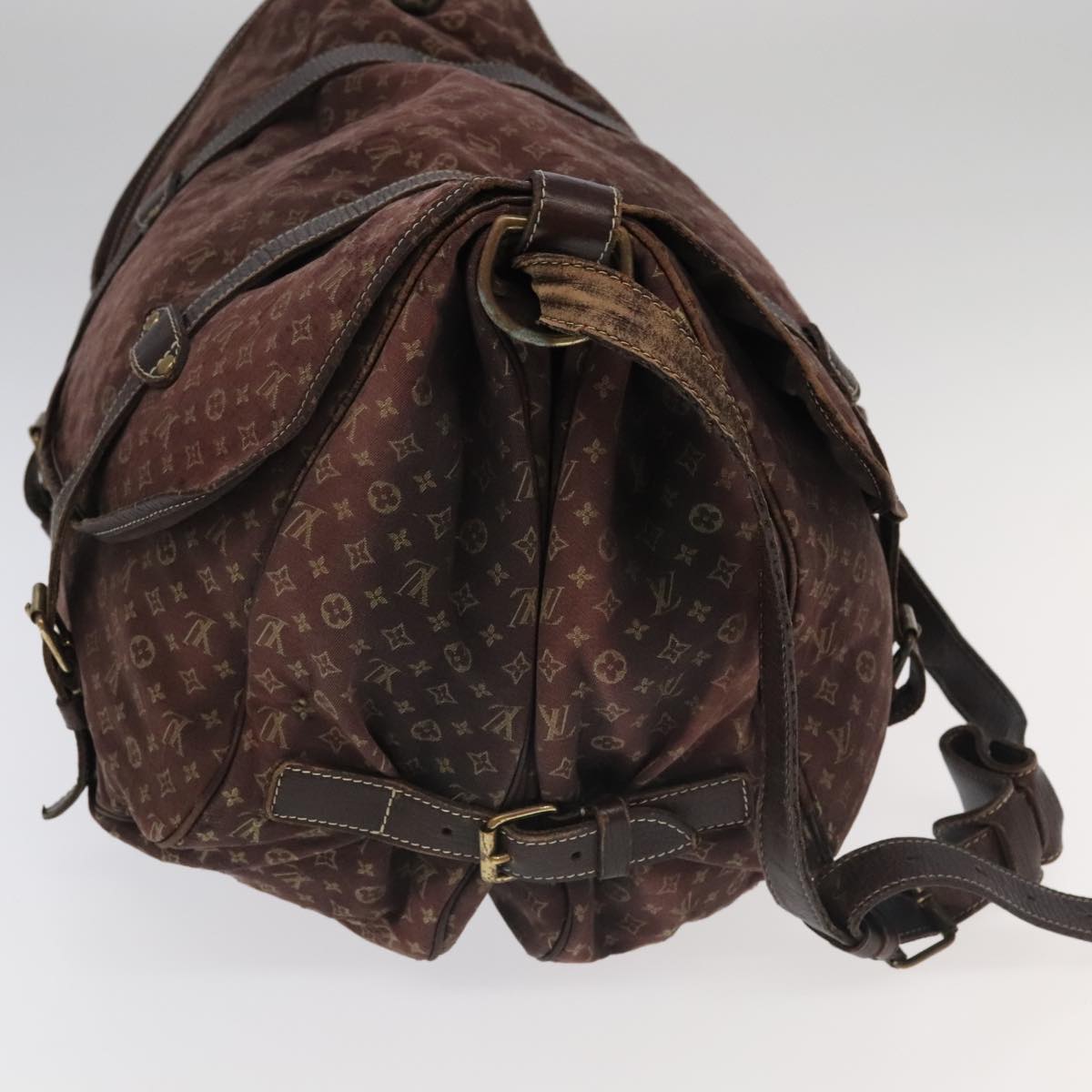 LOUIS VUITTON Monogram Mini Lin Saumur XL Shoulder Bag Ebene M95220 92467