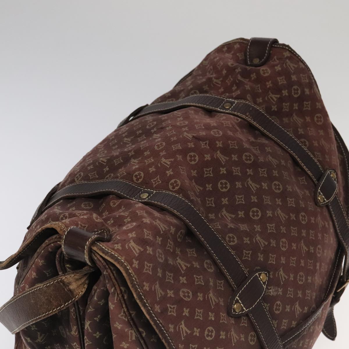 LOUIS VUITTON Monogram Mini Lin Saumur XL Shoulder Bag Ebene M95220 92467