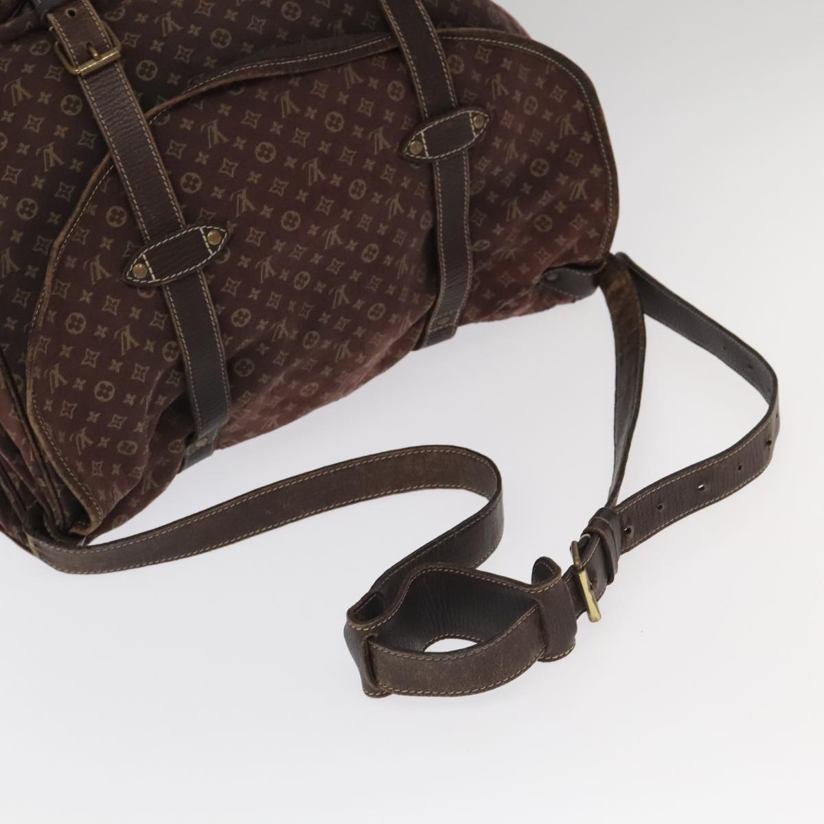 LOUIS VUITTON Monogram Mini Lin Saumur XL Shoulder Bag Ebene M95220 92467