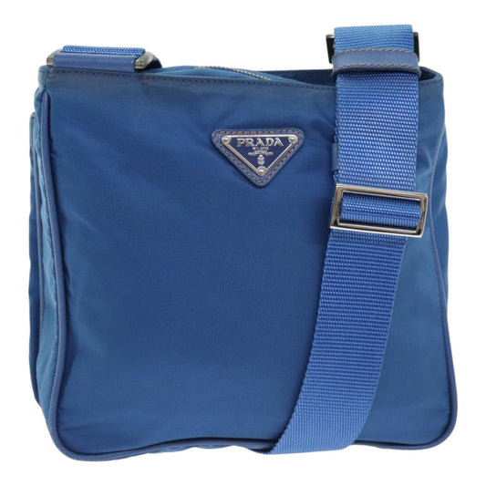 Luxury Prada Shoulder Bag Nylon Blue Silver  92475