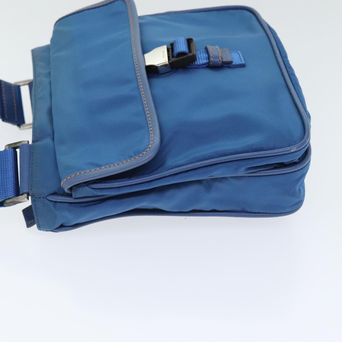 Luxury Prada Shoulder Bag Nylon Blue Silver  92475