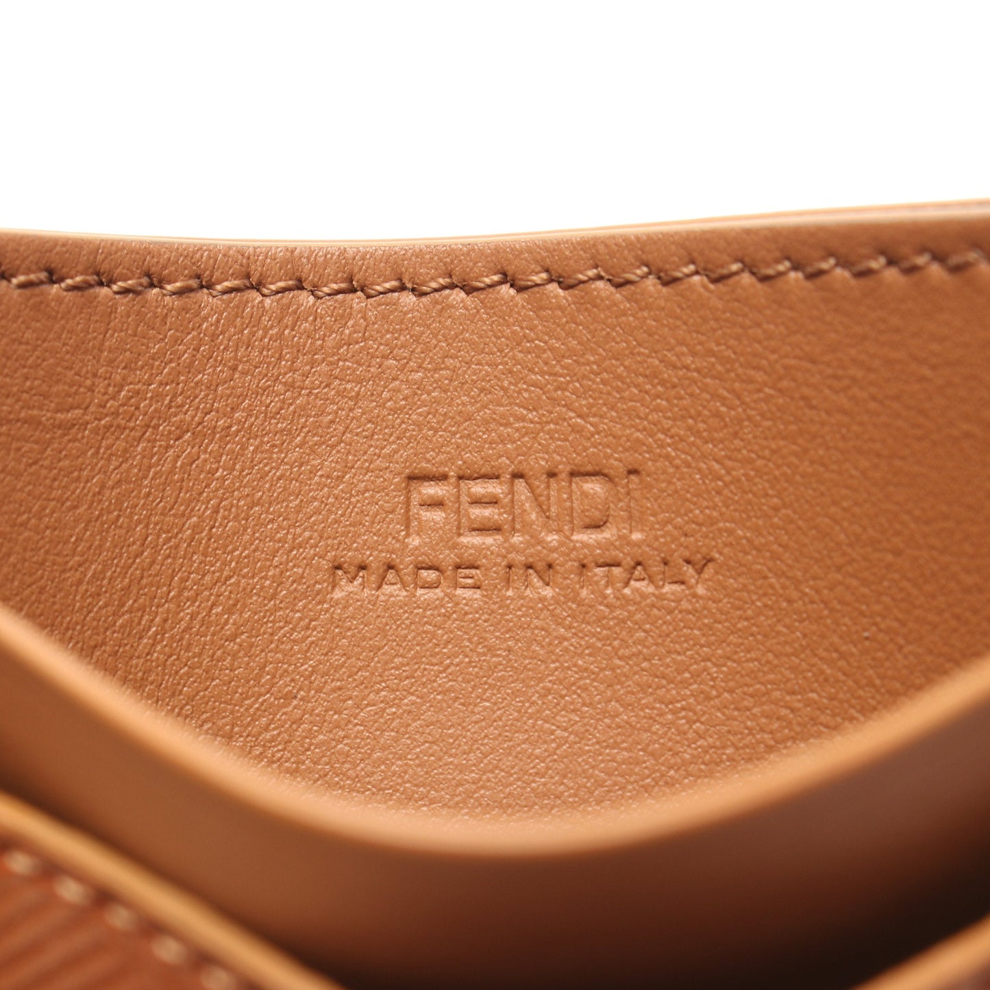 Luxury Fendi Card case Leather Brown