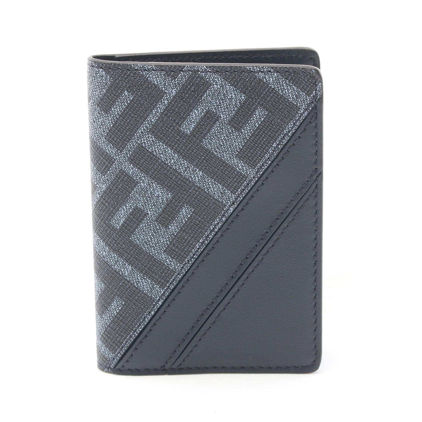 Luxury Fendi Diagonal Card case PVC Leather Dark navy