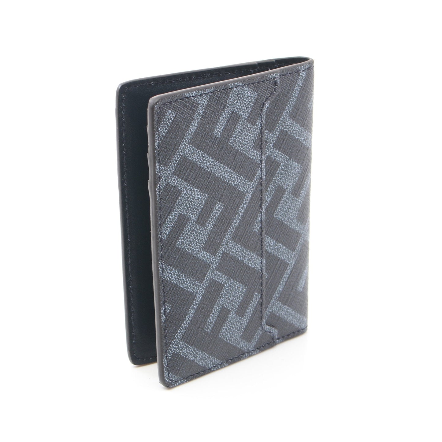 Luxury Fendi Diagonal Card case PVC Leather Dark navy