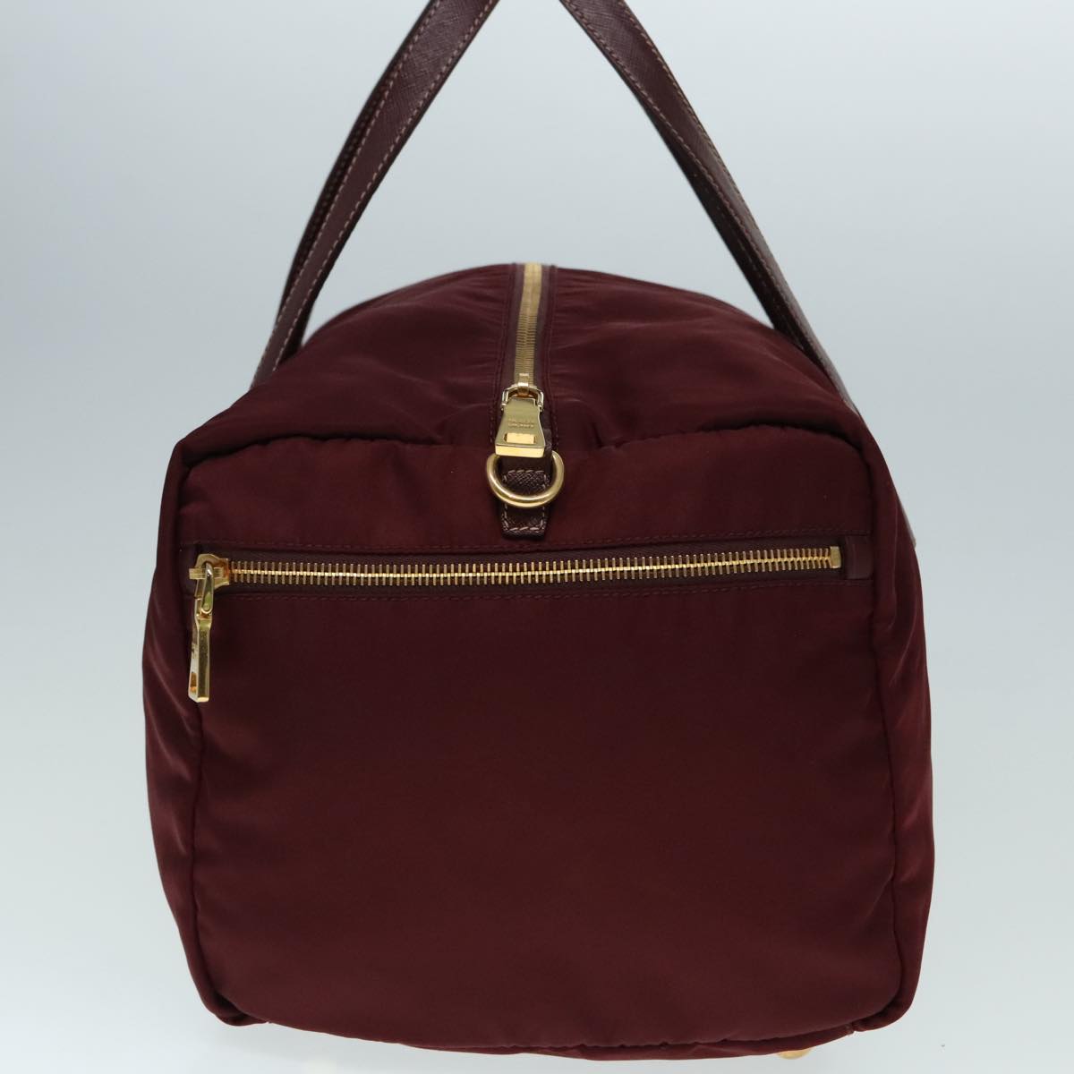 Luxury Prada Boston Bag Nylon 2way Bordeaux Gold  92506