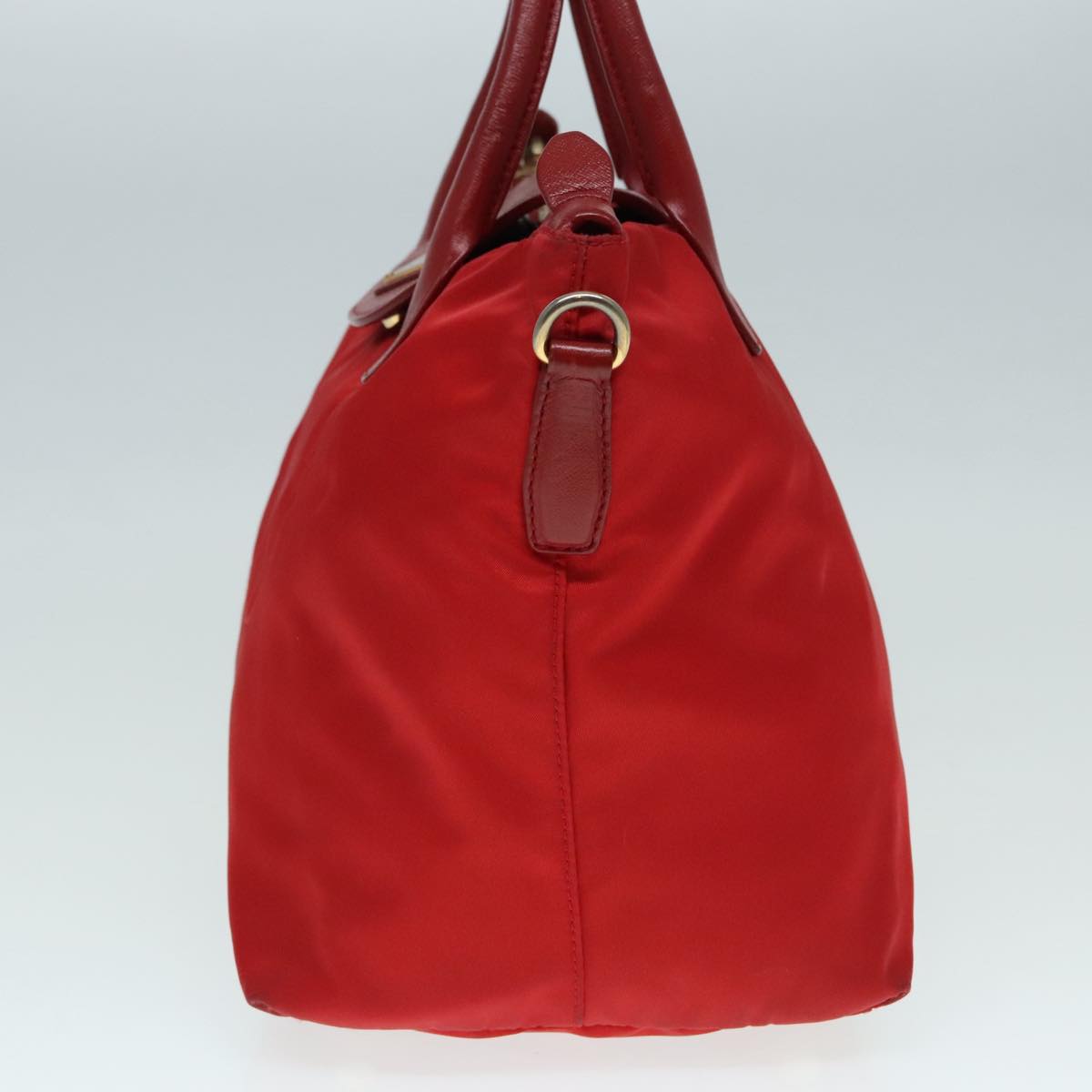 Luxury Prada Hand Bag Nylon 2way Red Gold  92513