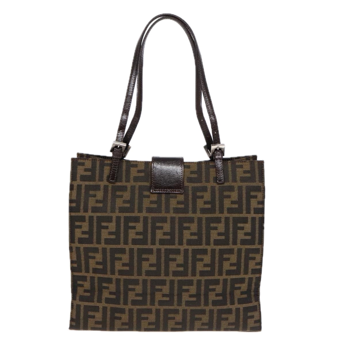 Luxury Fendi Zucca Canvas Mamma Tote Bag Brown Black Silver92515