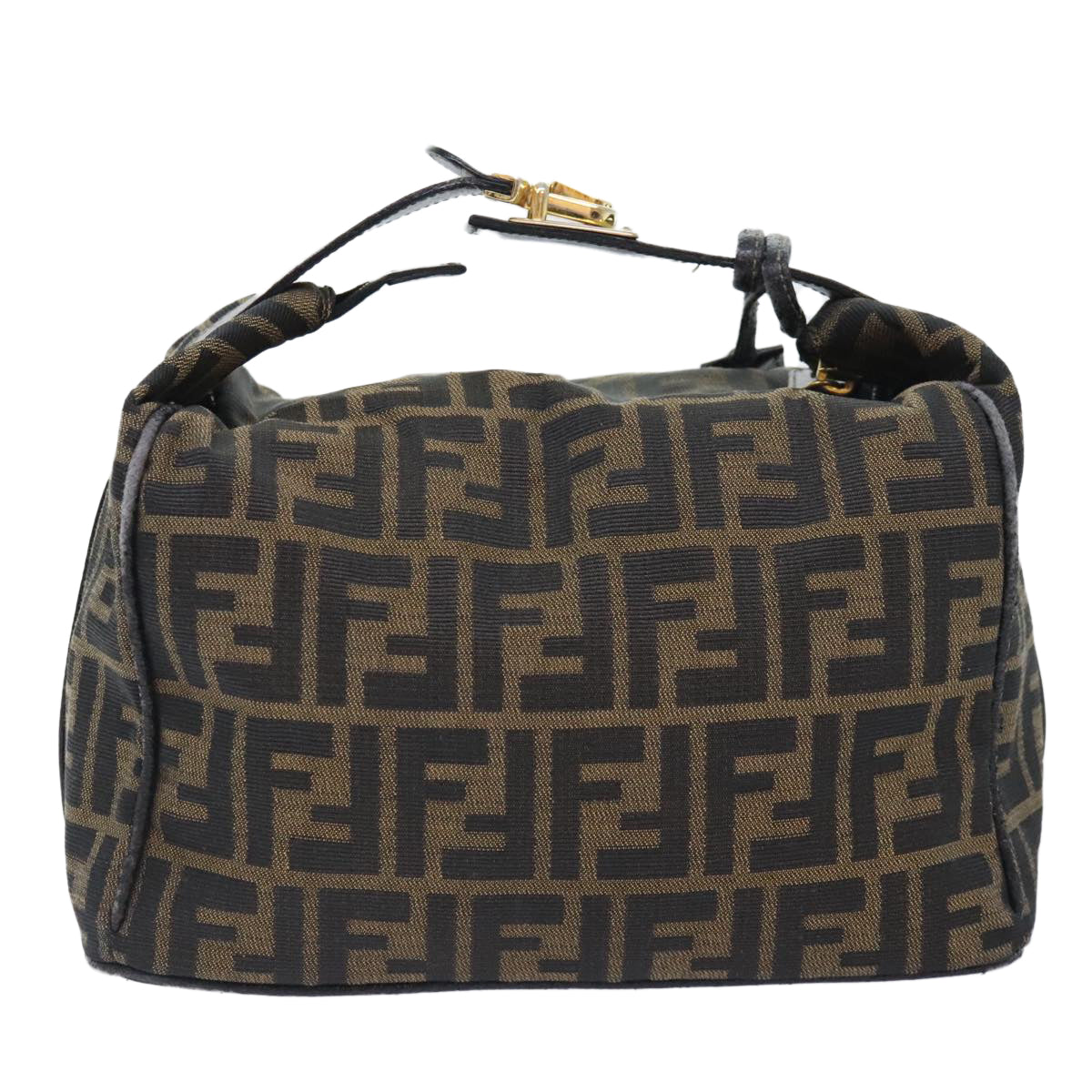 Luxury Fendi Zucca Canvas Vanity Pouch Brown Black gold92526