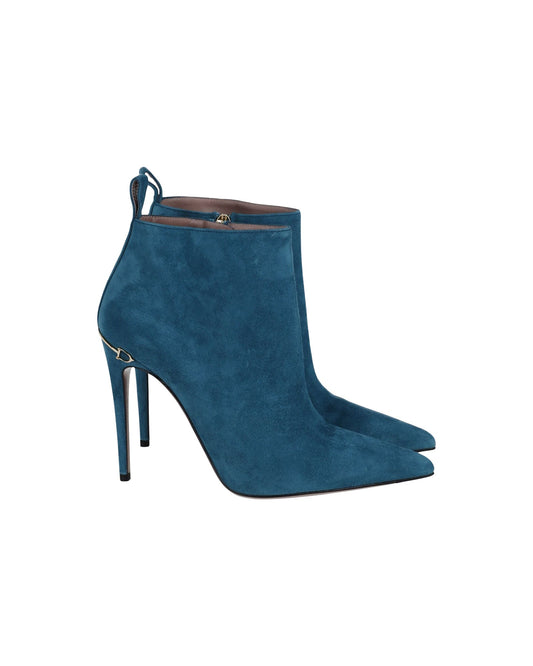 Luxury Gucci Trending 2025 Pointed Ankle Boots in Turquoise Blue Suede