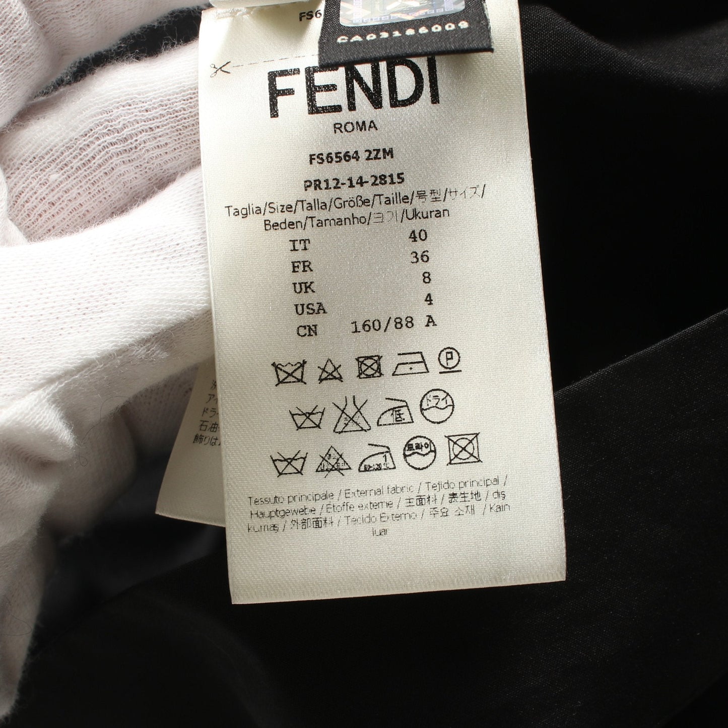 Luxury Fendi Half zip Cut and sew Short sleeve Cotton Leather Black