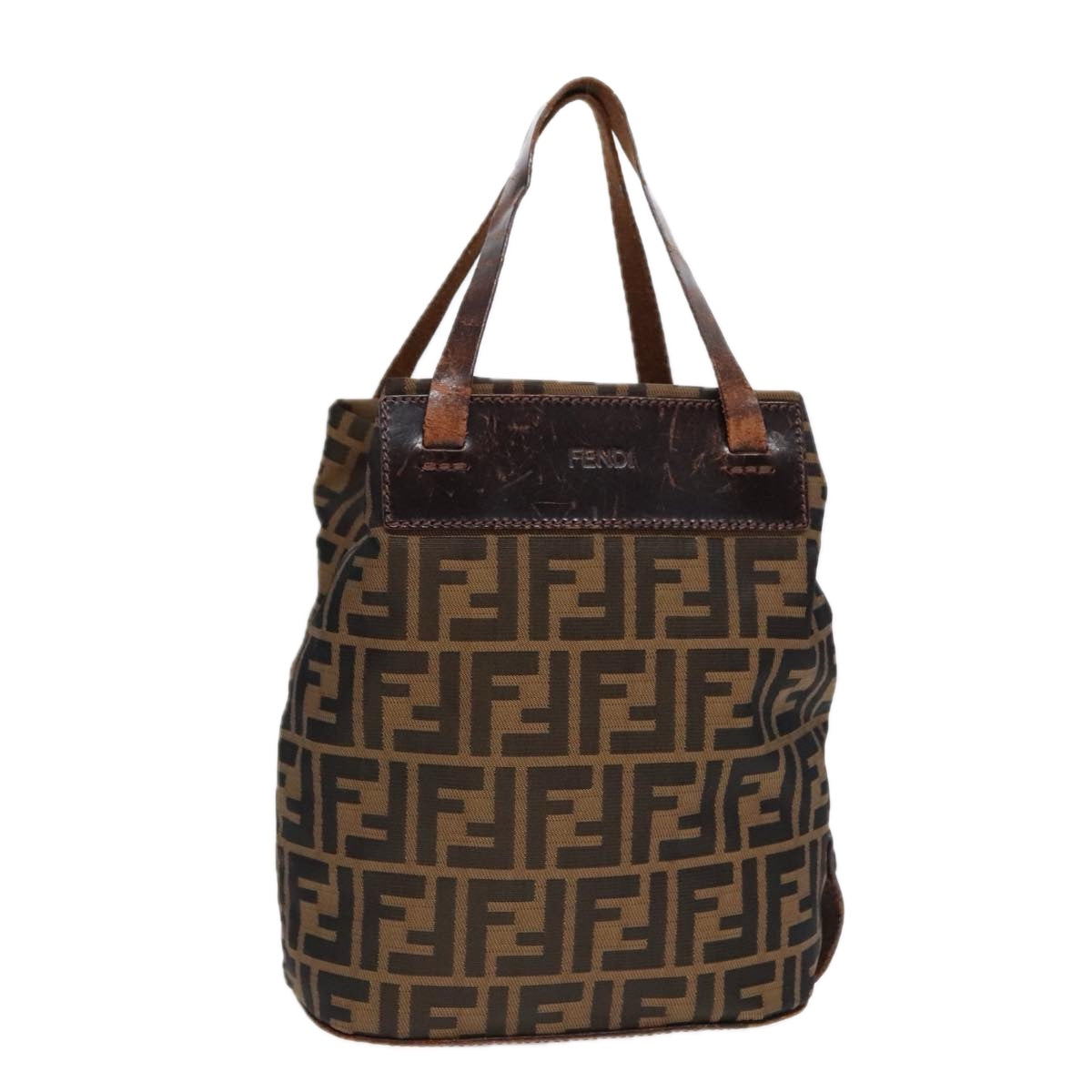 Luxury Fendi Zucca Canvas Hand Bag Brown Black Silver92553