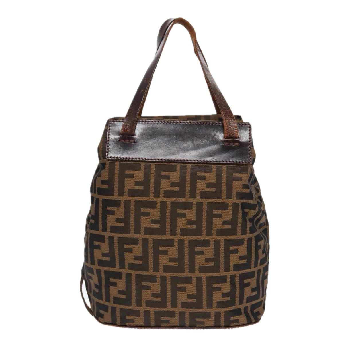 Luxury Fendi Zucca Canvas Hand Bag Brown Black Silver92553
