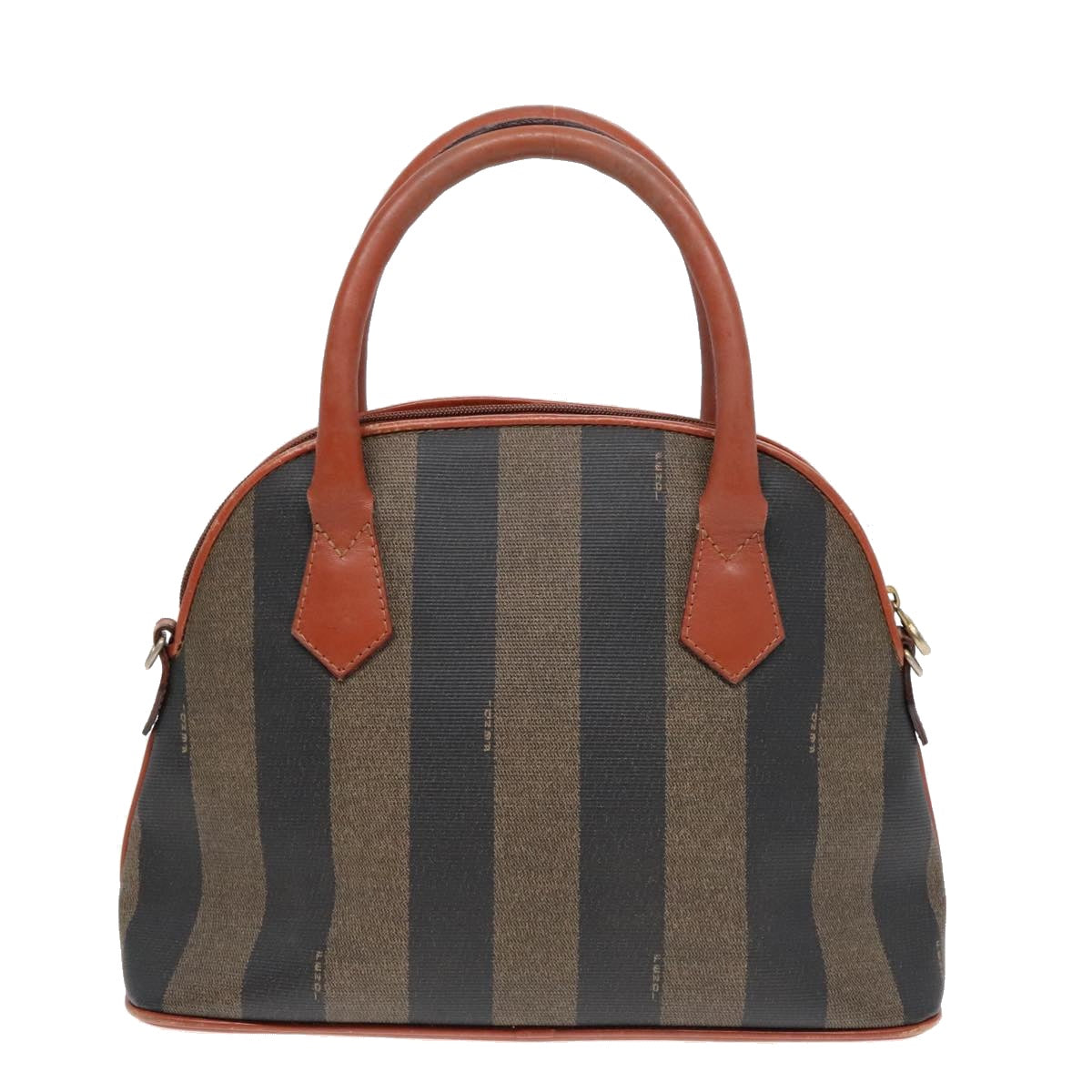 Luxury Fendi Pecan Canvas Hand Bag Brown Black Gold92554