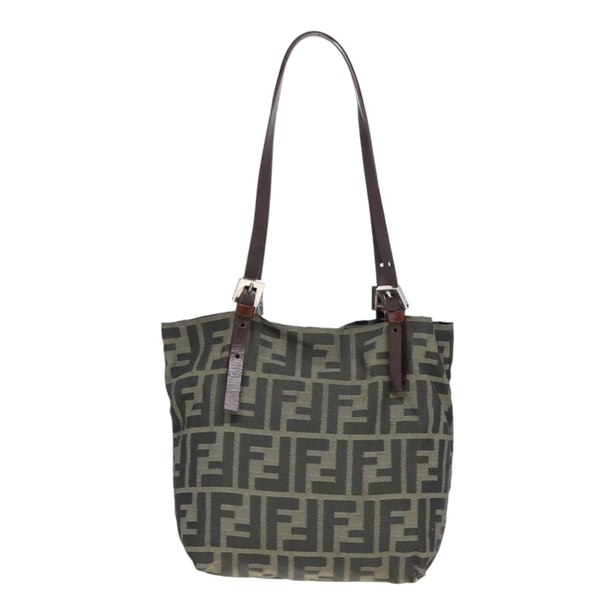 Luxury Fendi Hand Bag Zucca Canvas Brown Black Silver92555
