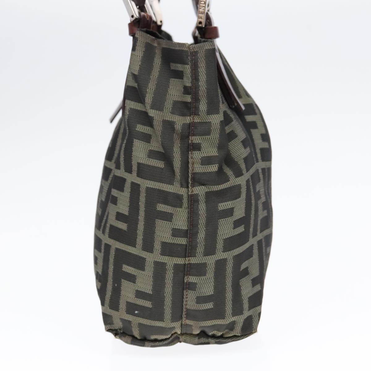 Luxury Fendi Hand Bag Zucca Canvas Brown Black Silver92555