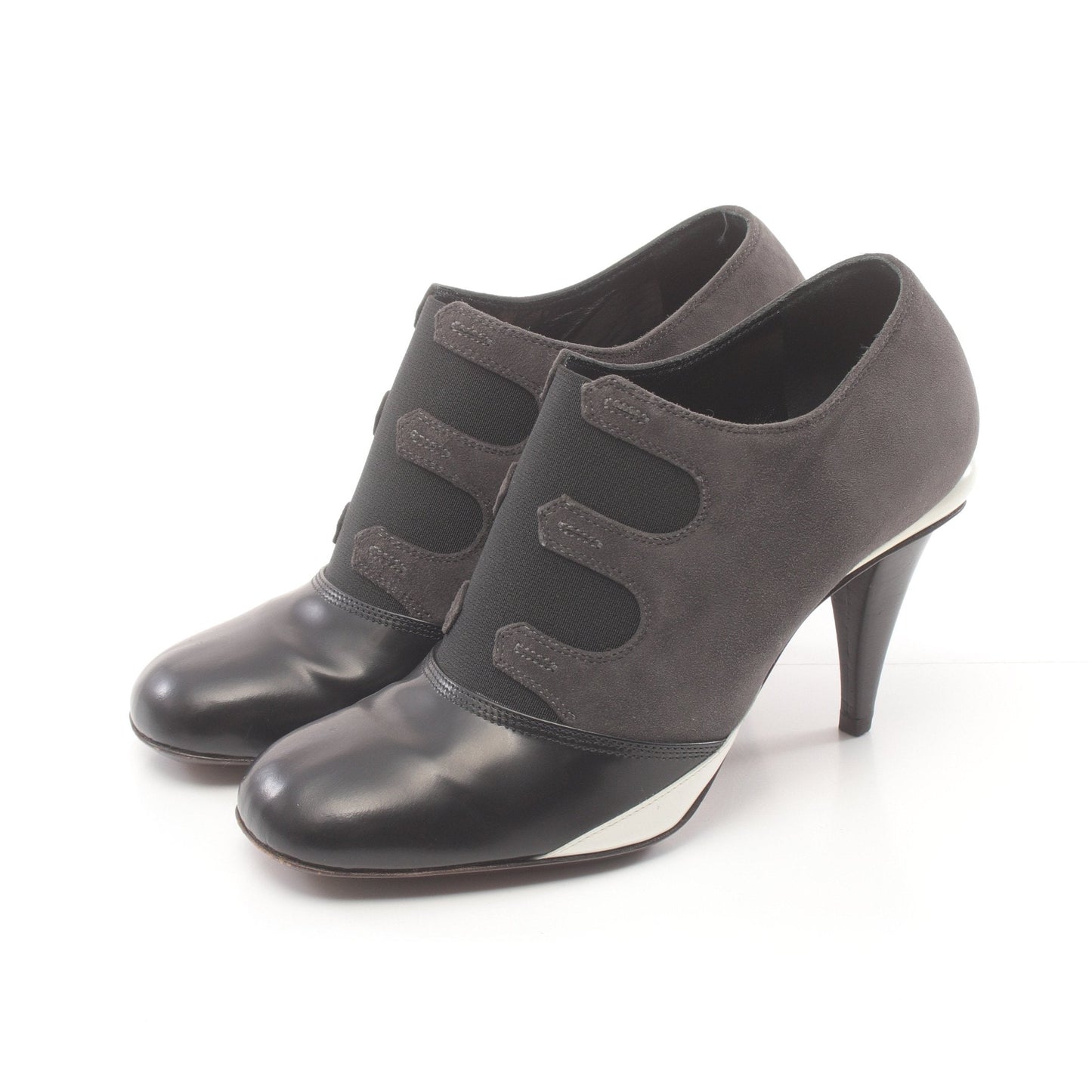 Luxury Fendi Booties Pumps Leather Suede Dark gray Black