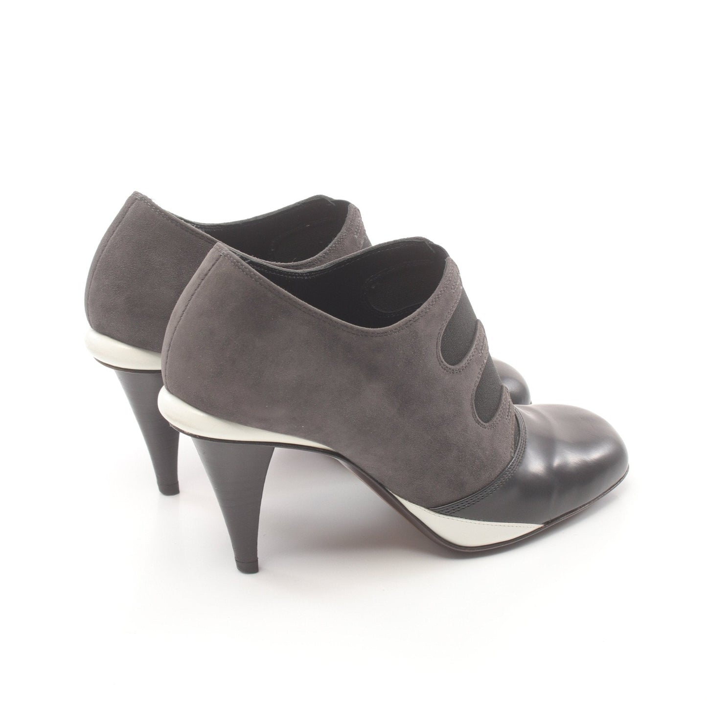 Luxury Fendi Booties Pumps Leather Suede Dark gray Black