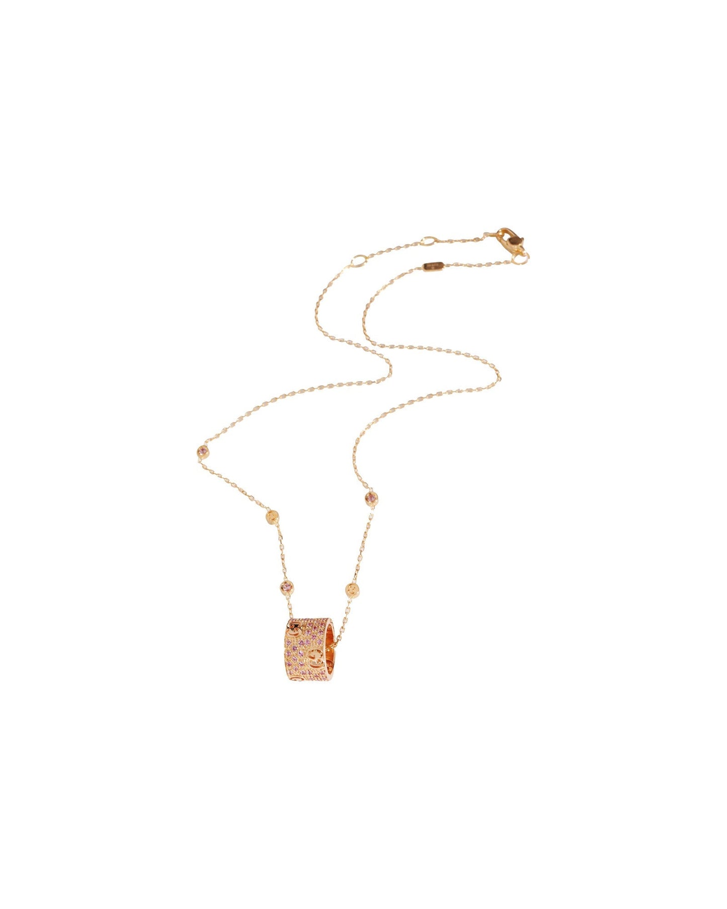 Luxury Gucci Trending 2025 Sapphire Icon Stardust Pink Sapphire Necklace in 18K Rose Gold
