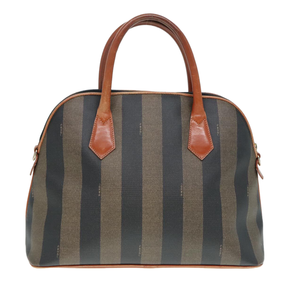 Luxury Fendi Pecan Canvas Hand Bag Brown Black gold92679