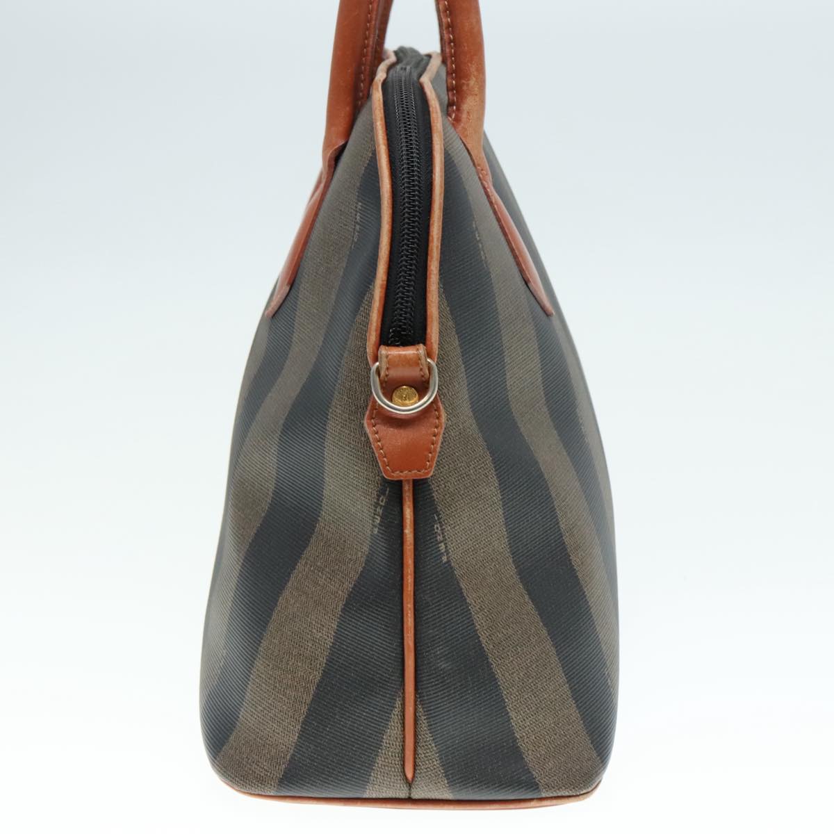 Luxury Fendi Pecan Canvas Hand Bag Brown Black gold92679