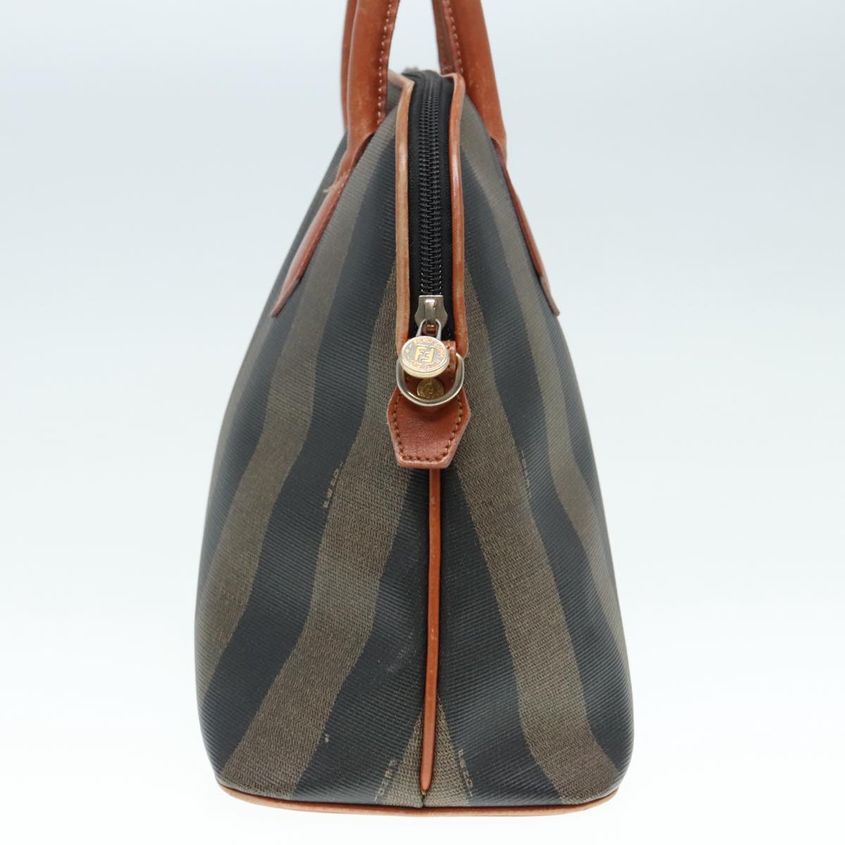Luxury Fendi Pecan Canvas Hand Bag Brown Black gold92679