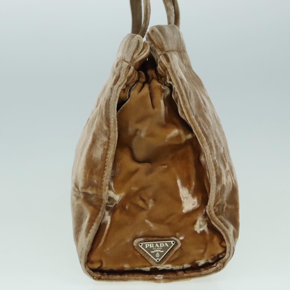 Luxury Prada Tote Bag Velor Beige Silver  92719
