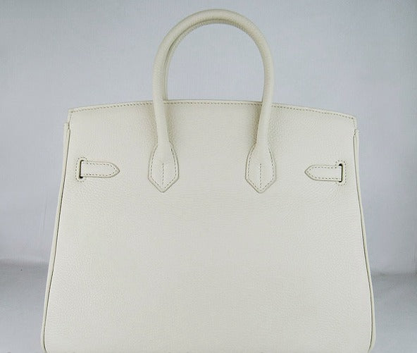 Luxury Hermes Birkin 35cm Togo Leather Handbags Beige Silver
