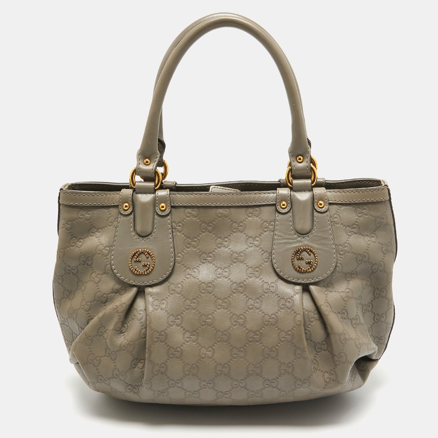 Luxury Gucci Trending 2025 Grey Luxury Gucci Trending 2025ssima Leather Medium Scarlett Stud Interlocking Hobo