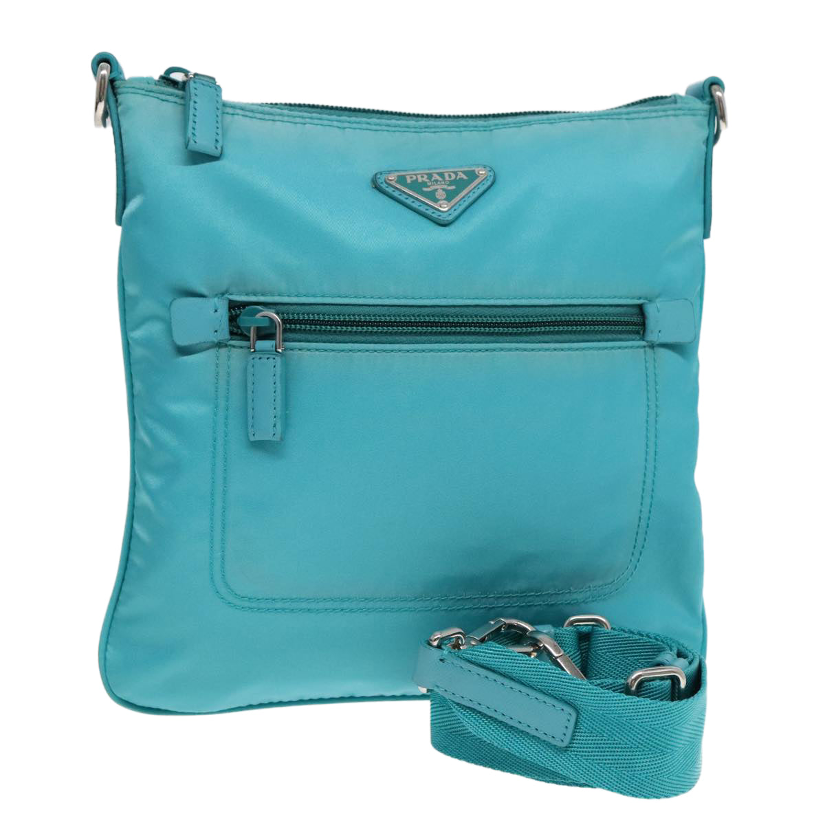 Luxury Prada Shoulder Bag Nylon Blue Silver  92806
