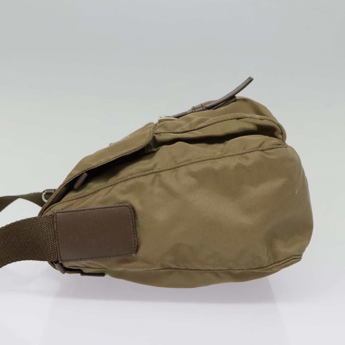 Luxury Prada Shoulder Bag Nylon Khaki Silver  92809