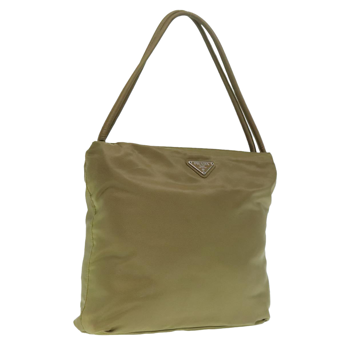 Luxury Prada Tote Bag Nylon Khaki Silver  92810