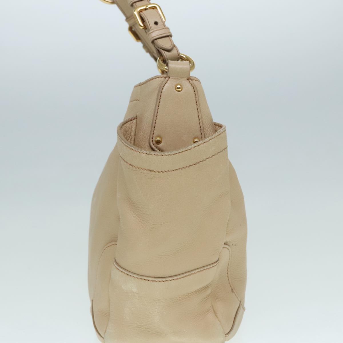 Luxury Prada Tote Bag Leather Beige Gold  92811