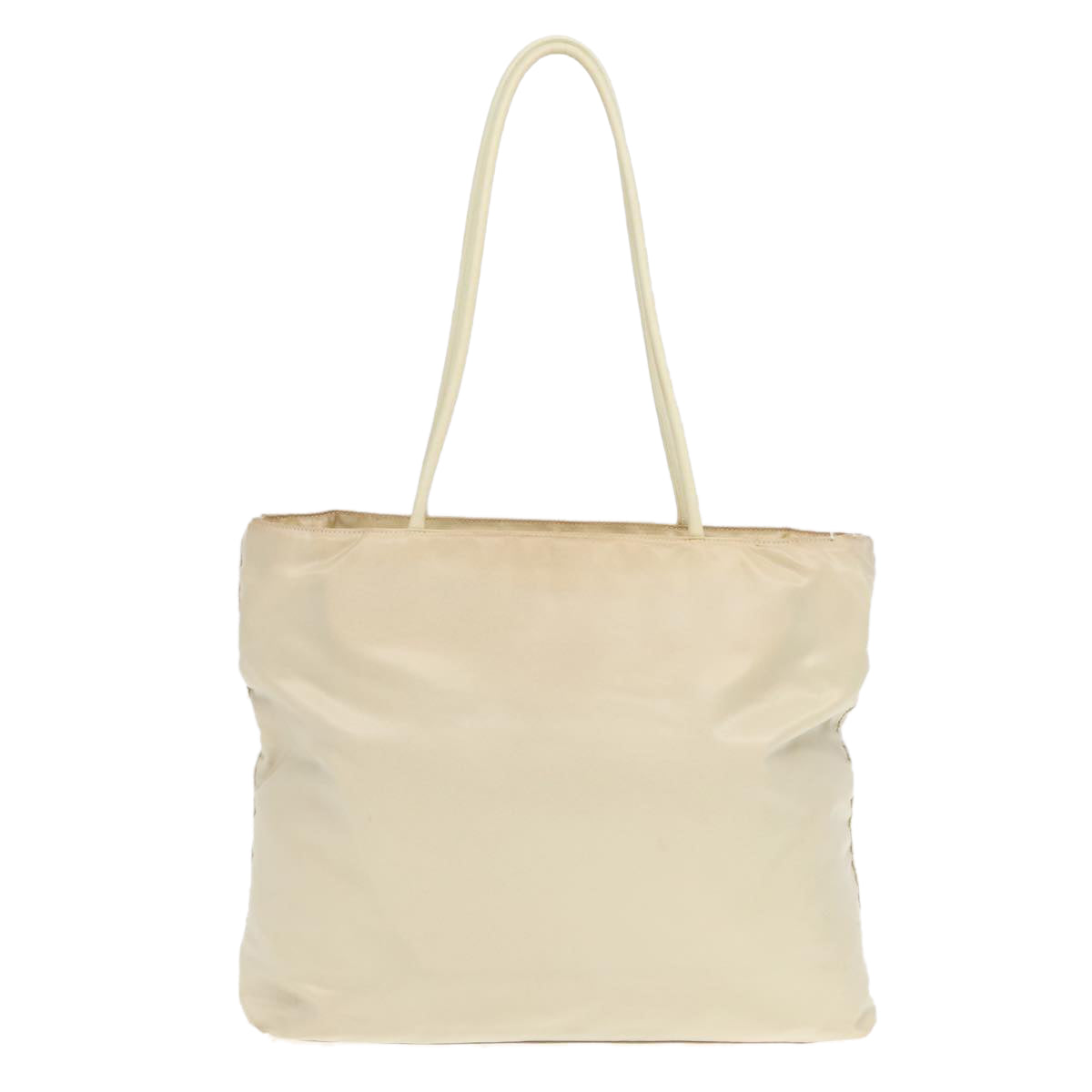 Luxury Prada Tote Bag Nylon Beige Silver  92818