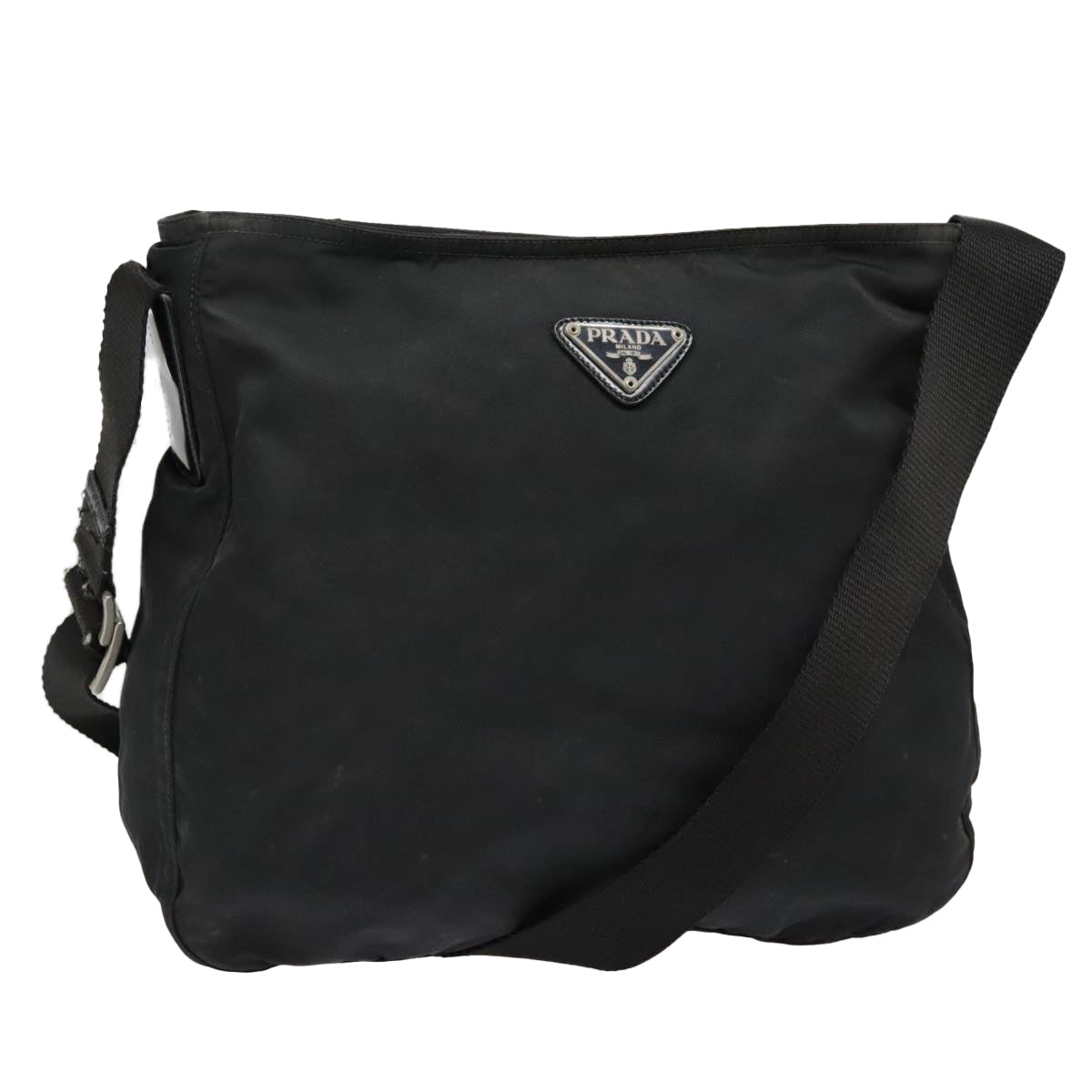 Luxury Prada Shoulder Bag Nylon Black Silver  92825
