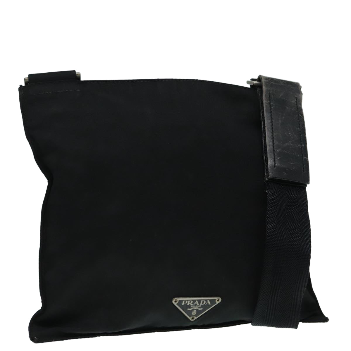 Luxury Prada Shoulder Bag Nylon Black Silver  92858