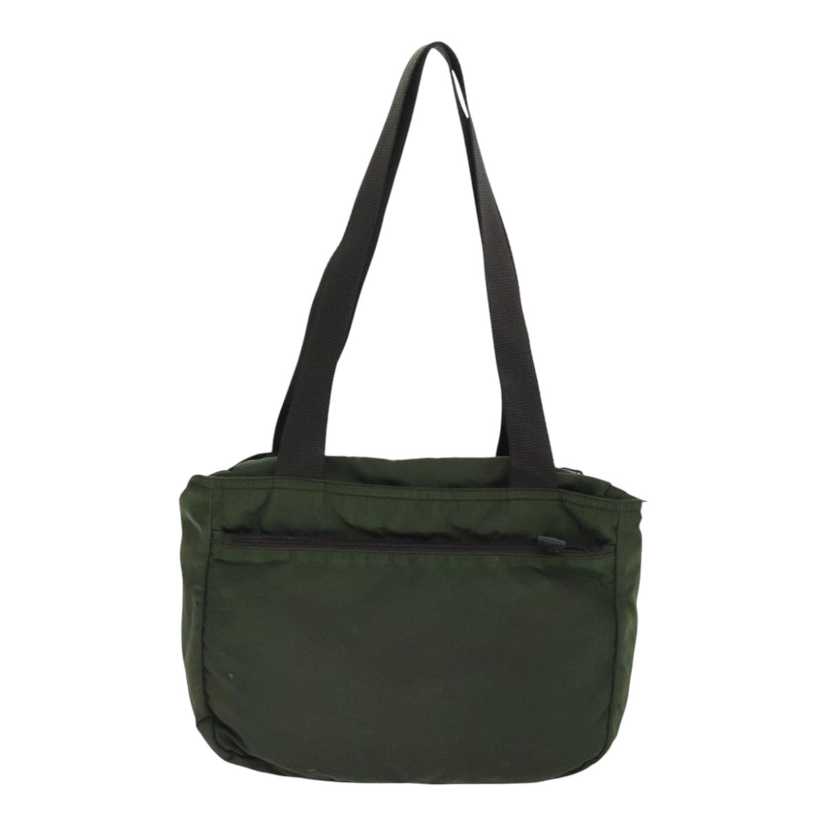 Luxury Prada Tote Bag Nylon Khaki Brown Silver  92859
