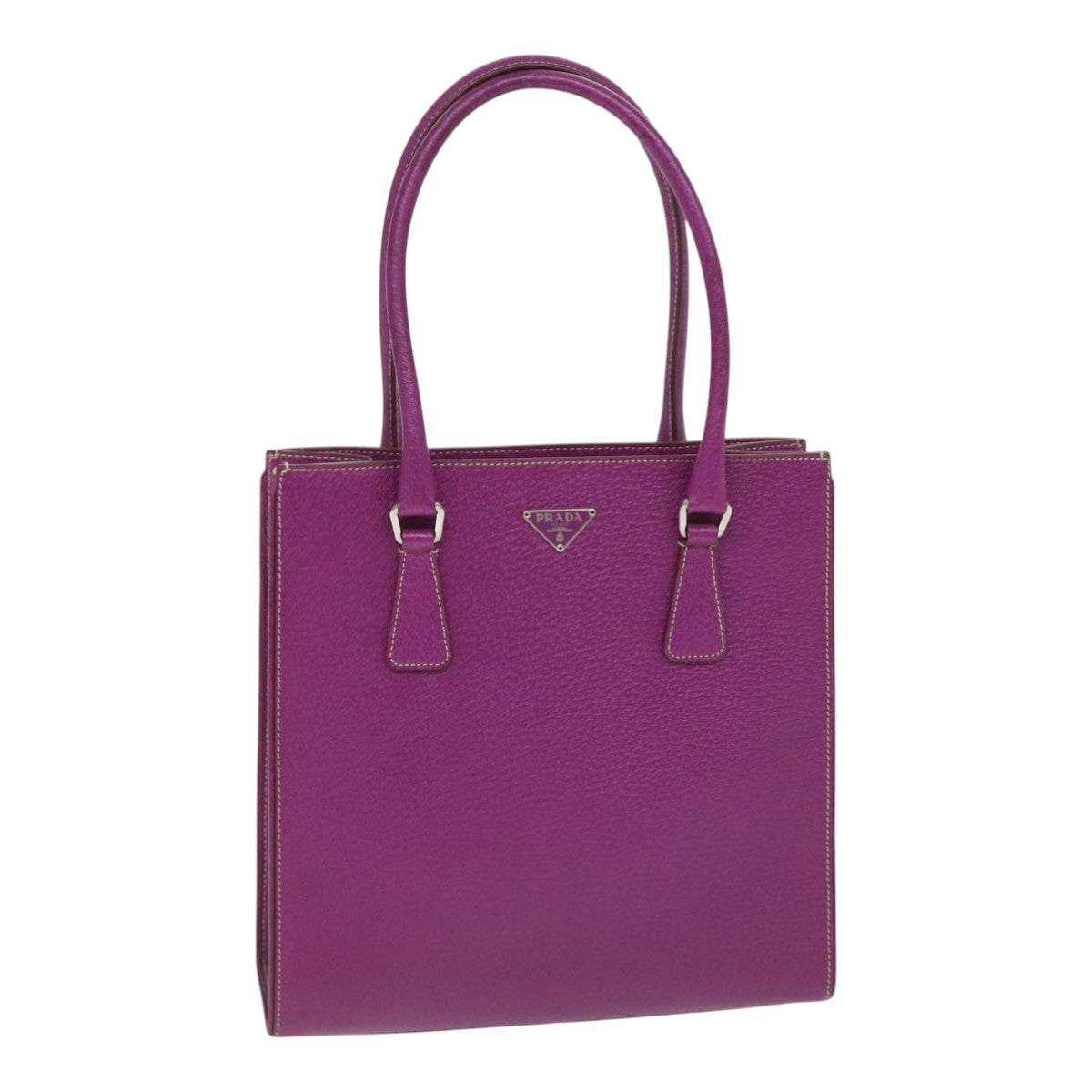 Luxury Prada Hand Bag Leather Purple Silver  92932