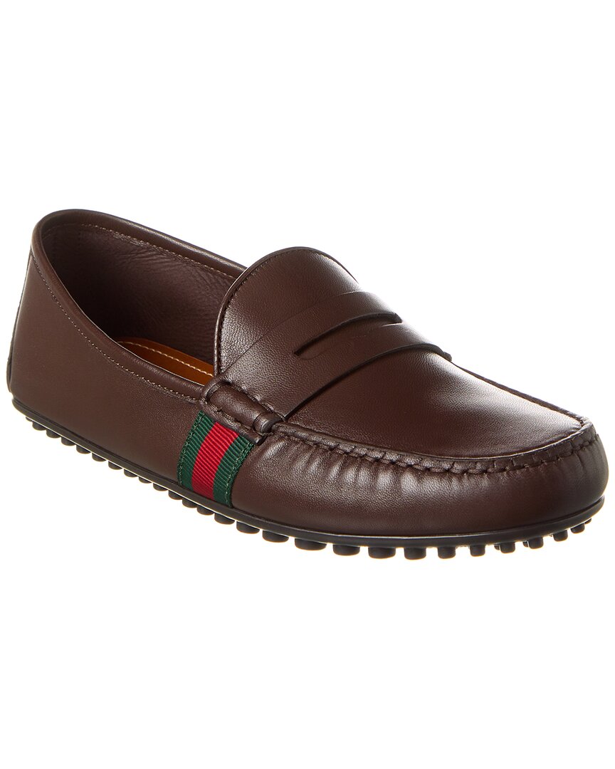 Luxury Gucci Trending 2025 Web Leather Driver