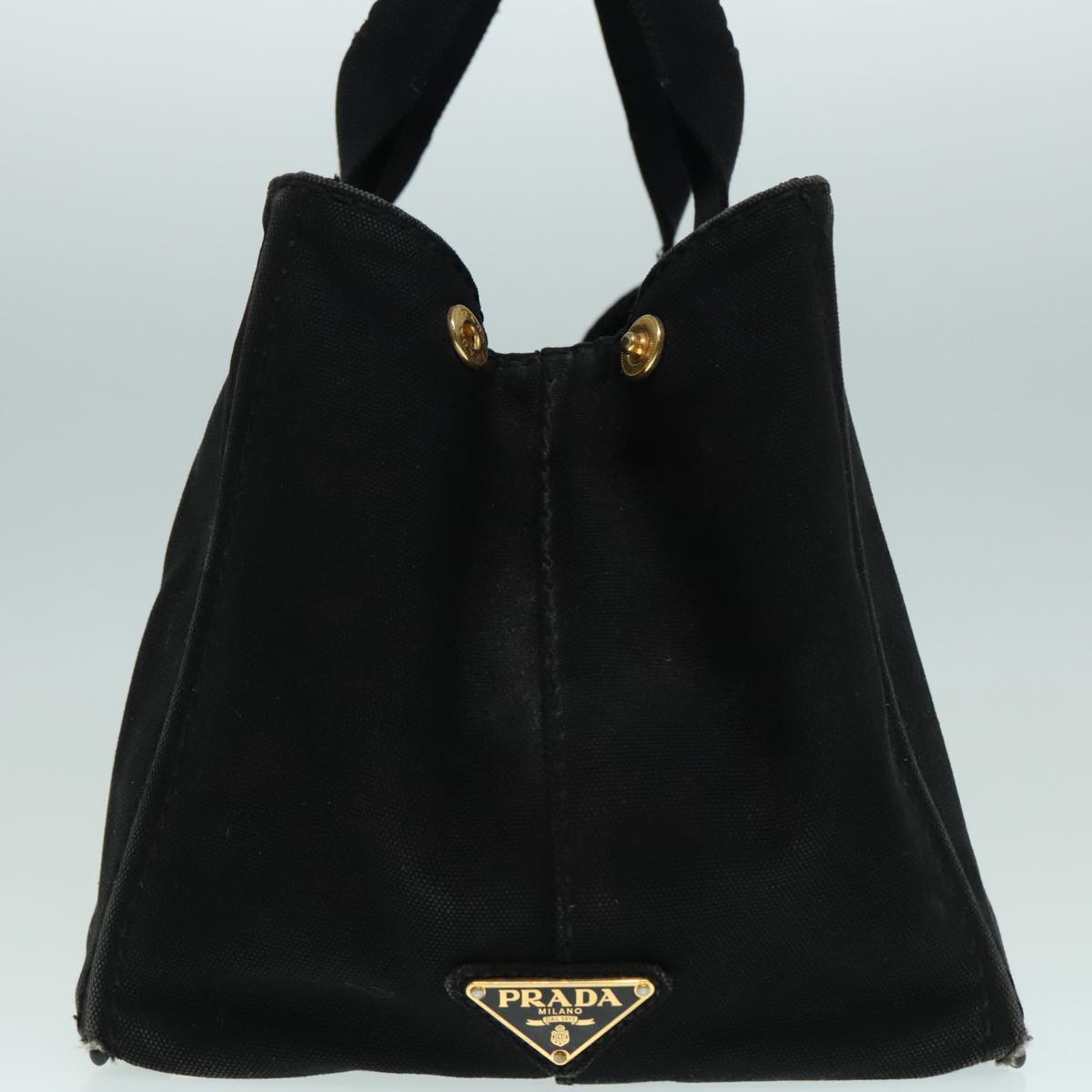 Luxury Prada Canapa MM Hand Bag Canvas Black Gold  92998