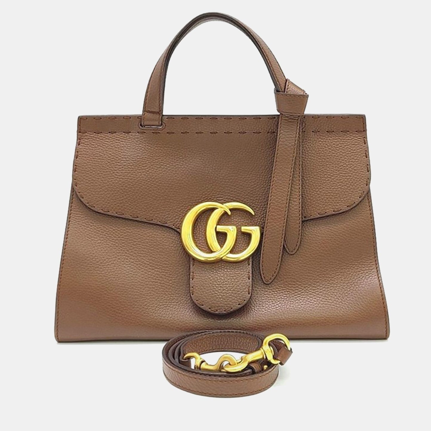 Luxury Gucci Trending 2025 Brown Leather GG Marmont Tote Bag